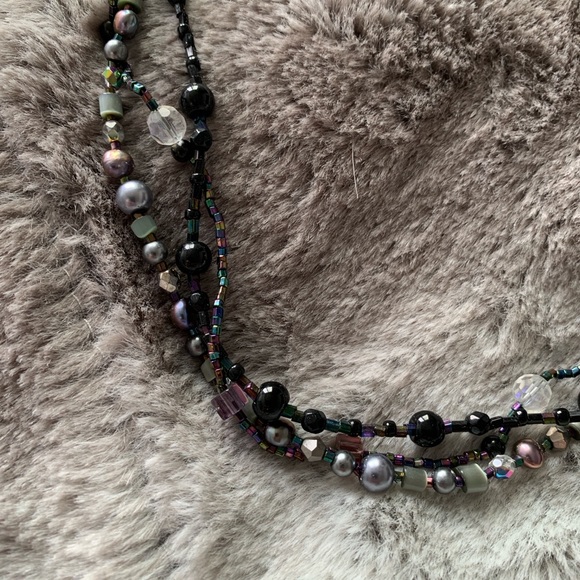 Coco, 3 strand crystal Pearl necklace - Picture 2 of 4